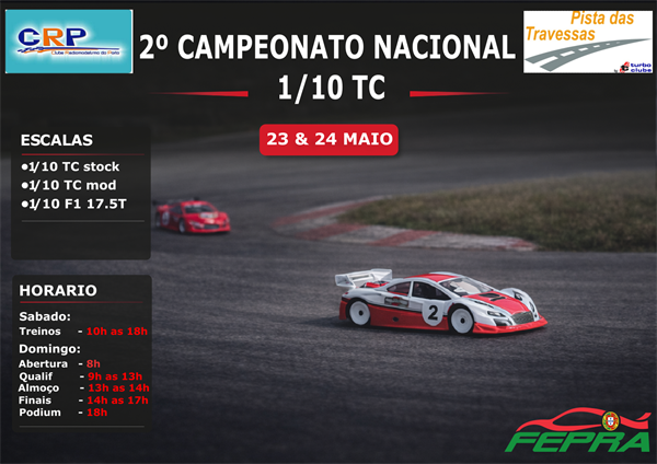 2ª Prova do Campeonato Nacional 1/10 TC Stock, Mod e Trofeu F1
